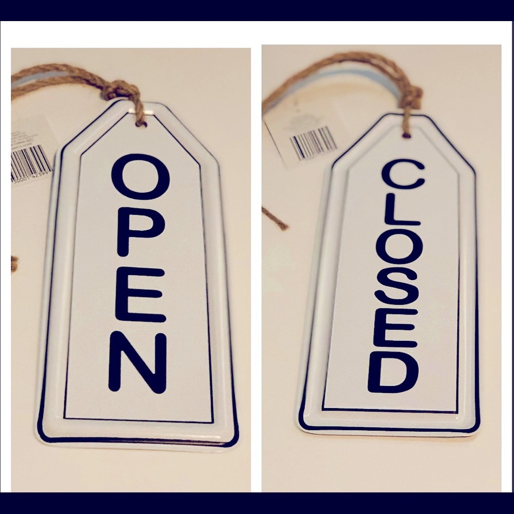 Farmhouse Open/closed double sided black & white galvanized wall hanger